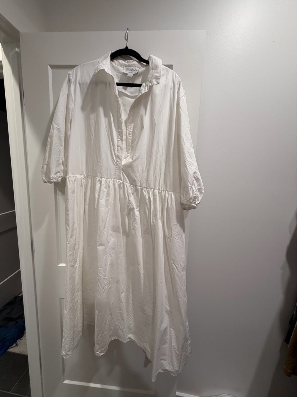 Anthropologie White Tiered Midi Shirt Dress